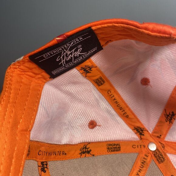 Men’s Adjustable SnapBack City Hunter USA New York Orange Floral Pattern - Picture 6 of 7